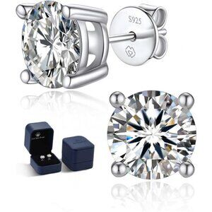 Moissanite Earrings, MomentWish Moissanite Handmade Earrings, D Color VVS1
